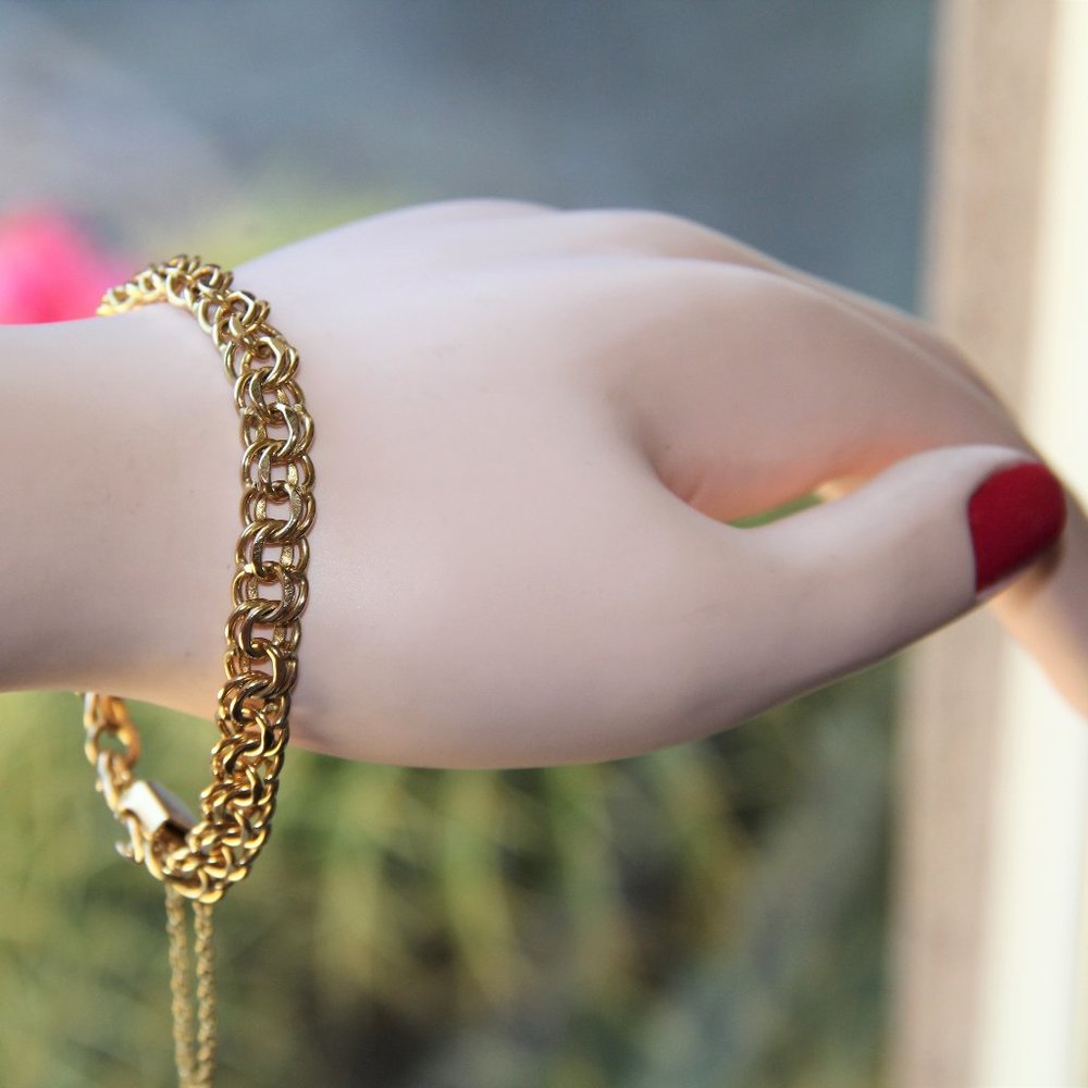 Vintage Wells 12k GF Gold Double Link Bracelet